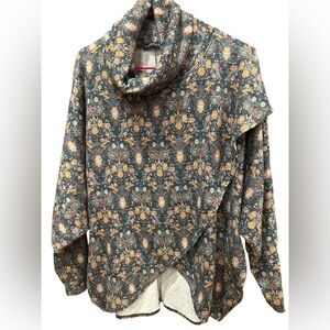Nally & Millie Multicolor Floral with a subtle shimmer Cowl Neck top
